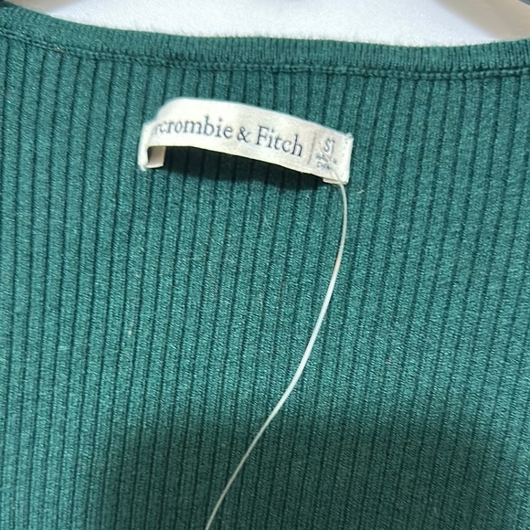 Abercrombie & Fitch Green V-Neck Long Sleeve Bodycon Dress - Picture 6 of 9